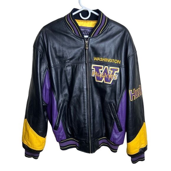 Vintage 90s UW Huskies Leather Jacket Medium - Picture 2 of 9